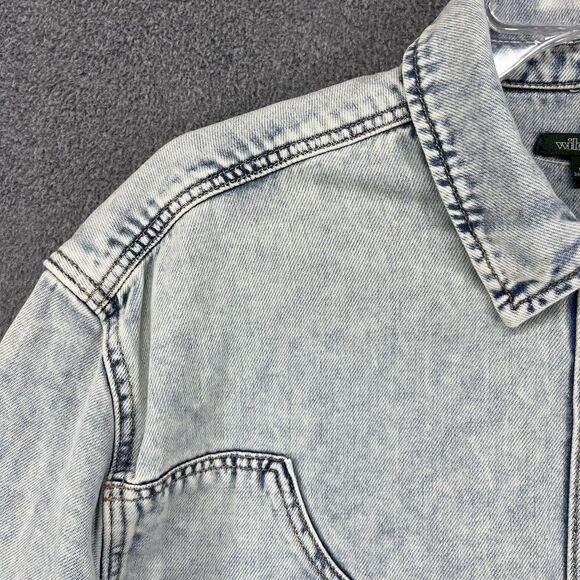 Wild Fable Denim Shirt Womens Large Light Wash Snap Front Shacket 100% Cotton - Picture 7 of 16
